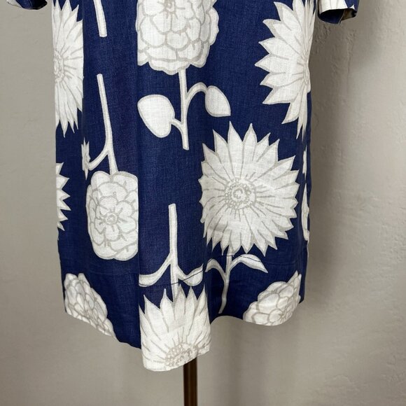 BODEN 100% Linen Blue Floral 3/4 Sleeve Tunic Knee Length Dress Size‎ UK 8 US 4 - Picture 3 of 14